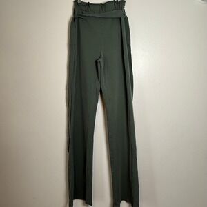 SLNGHR Olive Green Paperbag Waist Wide Leg Pants XS